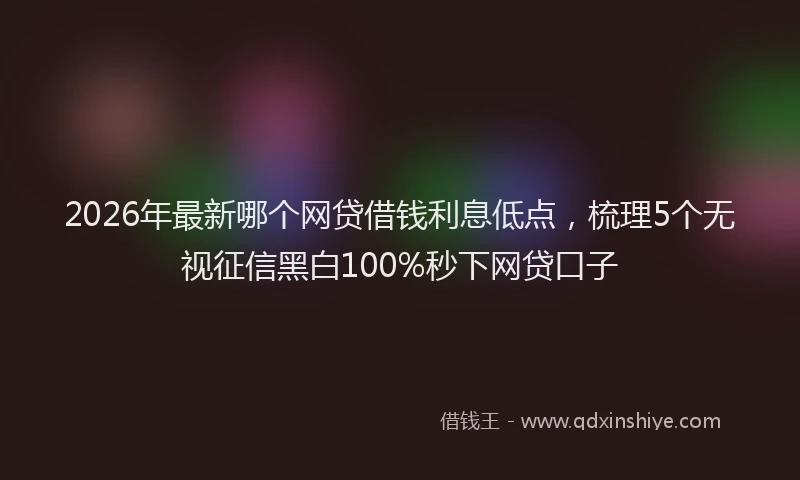 2026年最新哪个网贷借钱利息低点，梳理5个无视征信黑白100%秒下网贷口子