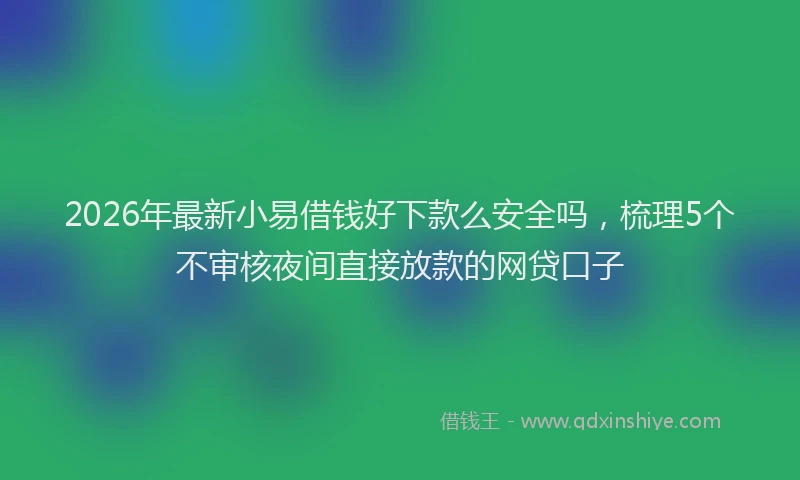 2026年最新小易借钱好下款么安全吗，梳理5个不审核夜间直接放款的网贷口子