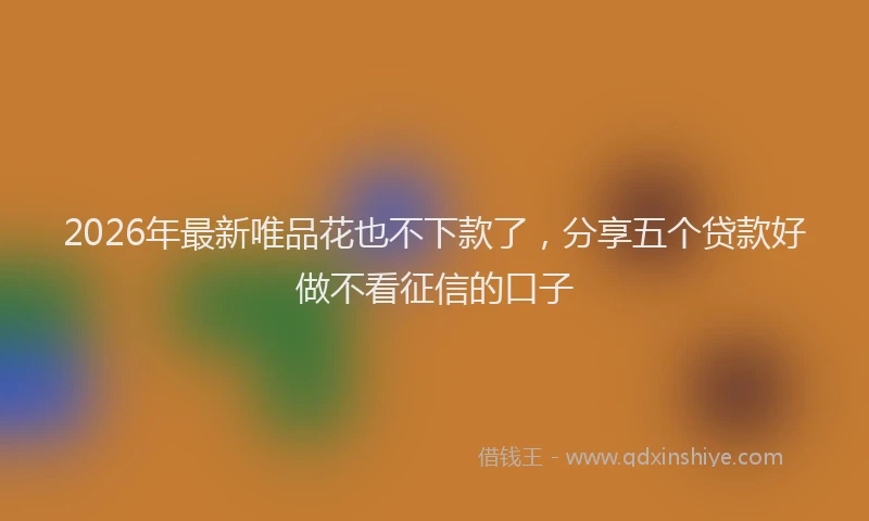 2026年最新唯品花也不下款了，分享五个贷款好做不看征信的口子