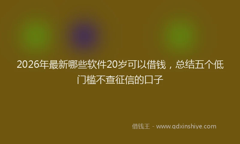2026年最新哪些软件20岁可以借钱，总结五个低门槛不查征信的口子