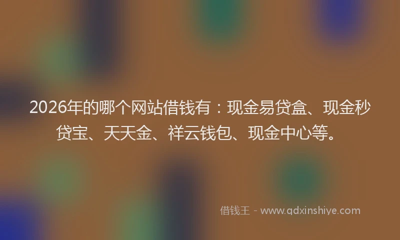 2026年的哪个网站借钱有：现金易贷盒、现金秒贷宝、天天金、祥云钱包、现金中心等。