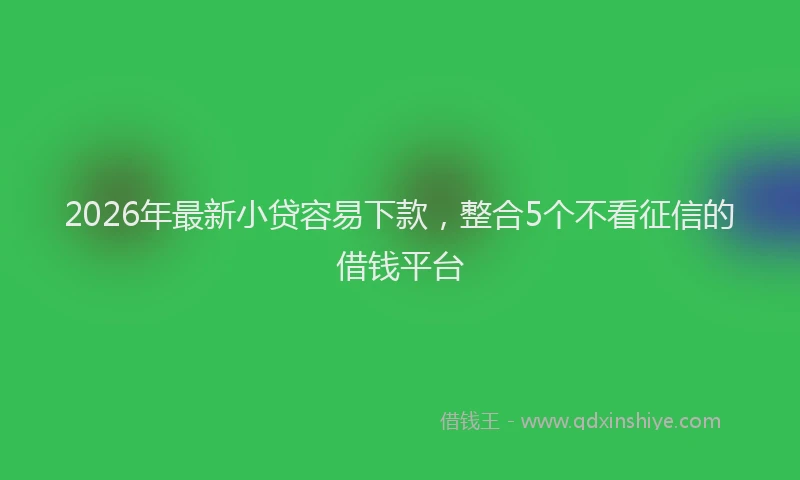 2026年最新小贷容易下款，整合5个不看征信的借钱平台