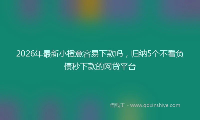 2026年最新小橙意容易下款吗，归纳5个不看负债秒下款的网贷平台