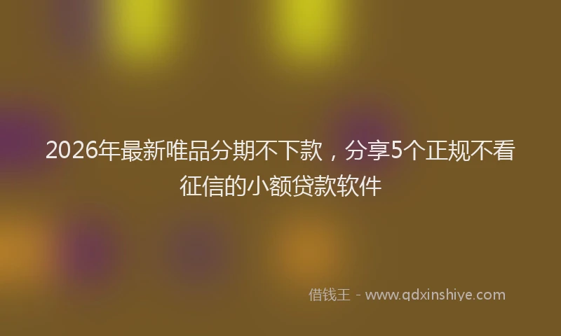 2026年最新唯品分期不下款，分享5个正规不看征信的小额贷款软件