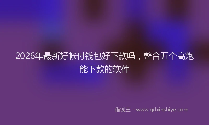2026年最新好帐付钱包好下款吗，整合五个高炮能下款的软件