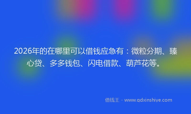 2026年的在哪里可以借钱应急有：微粒分期、臻心贷、多多钱包、闪电借款、葫芦花等。