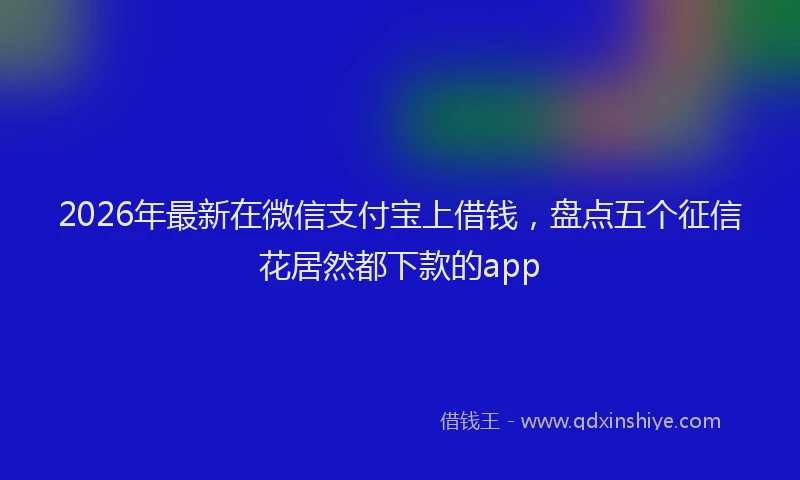 2026年最新在微信支付宝上借钱,盘点五个征信花居然都下款的app