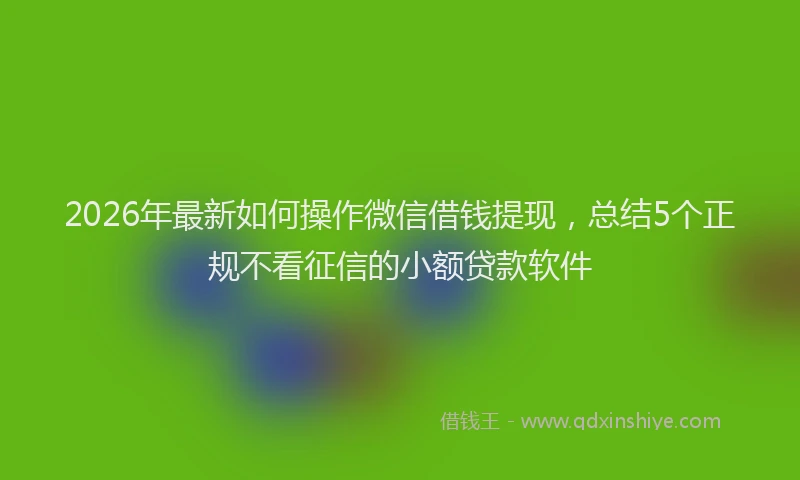 2026年最新如何操作微信借钱提现，总结5个正规不看征信的小额贷款软件