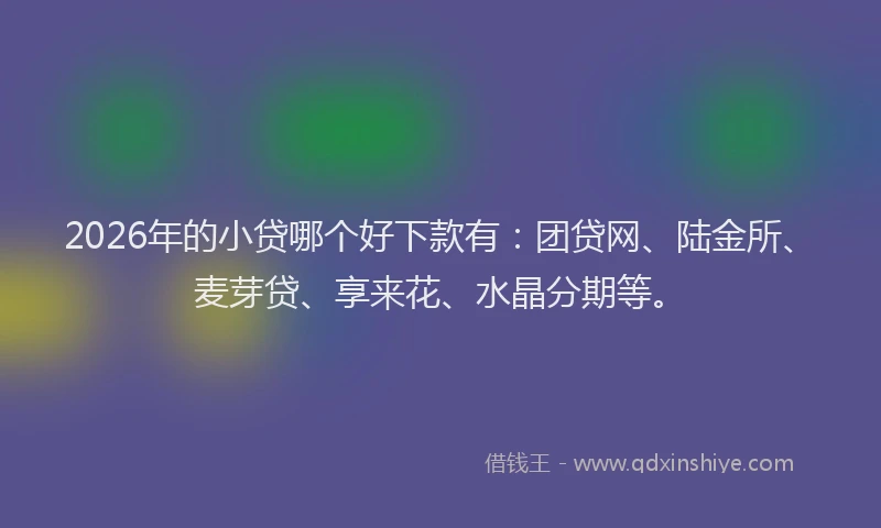 2026年的小贷哪个好下款有：团贷网、陆金所、麦芽贷、享来花、水晶分期等。