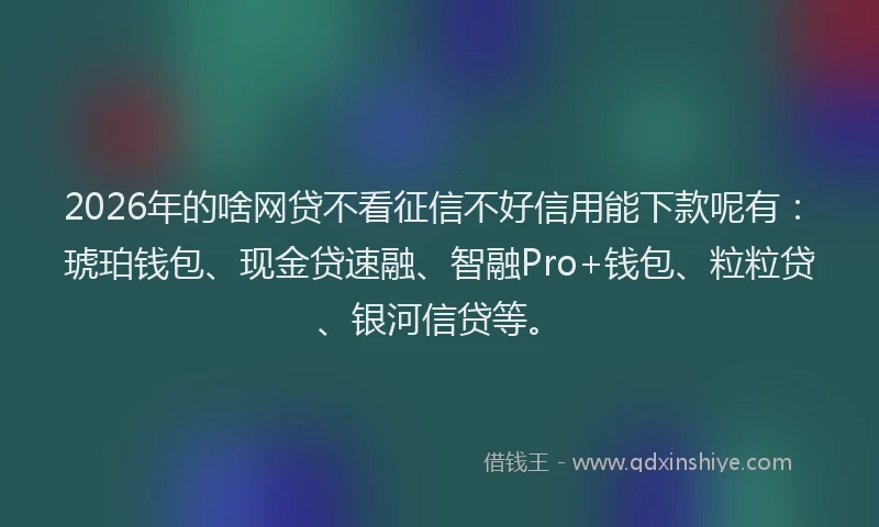 2026年的啥网贷不看征信不好信用能下款呢有：琥珀钱包、现金贷速融、智融Pro+钱包、粒粒贷、银河信贷等。