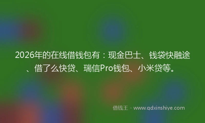 2026年的在线借钱包有：现金巴士、钱袋快融途、借了么快贷、瑞信Pro钱包、小米贷等。