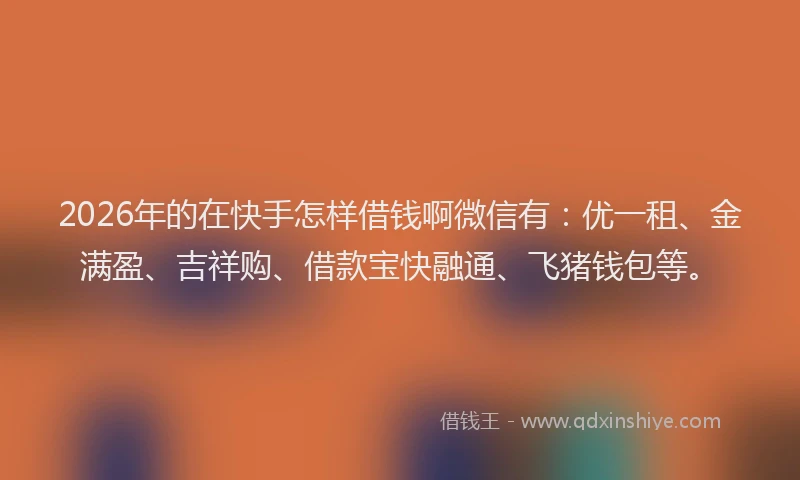 2026年的在快手怎样借钱啊微信有:优一租、金满盈、吉祥购、借款宝快融通、飞猪钱包等。