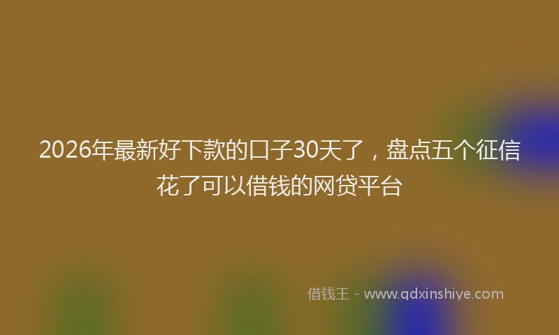 2026年最新好下款的口子30天了，盘点五个征信花了可以借钱的网贷平台