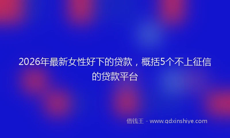2026年最新女性好下的贷款,概括5个不上征信的贷款平台