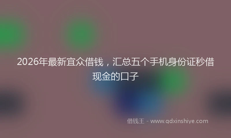 2026年最新宜众借钱，汇总五个手机身份证秒借现金的口子