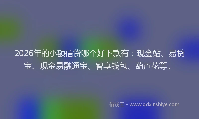 2026年的小额信贷哪个好下款有：现金站、易贷宝、现金易融通宝、智享钱包、葫芦花等。