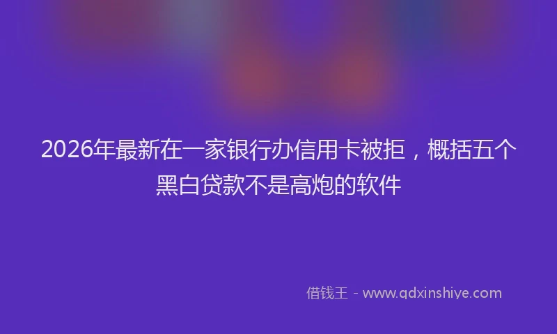 2026年最新在一家银行办信用卡被拒，概括五个黑白贷款不是高炮的软件