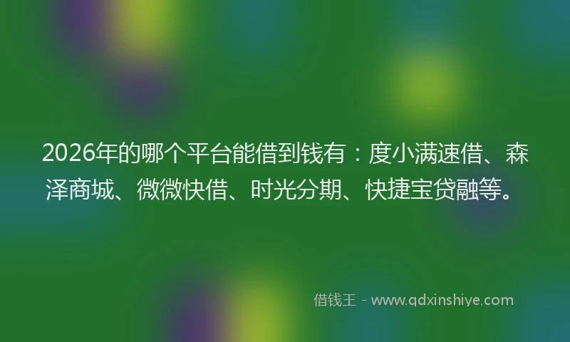 2026年的哪个平台能借到钱有：度小满速借、森泽商城、微微快借、时光分期、快捷宝贷融等。
