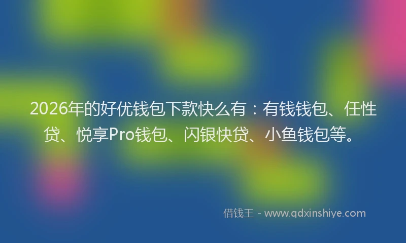 2026年的好优钱包下款快么有：有钱钱包、任性贷、悦享Pro钱包、闪银快贷、小鱼钱包等。