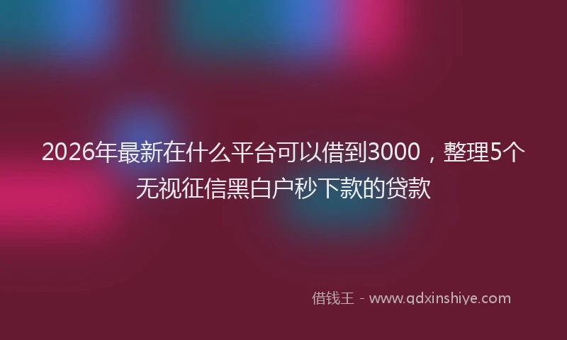 2026年最新在什么平台可以借到3000，整理5个无视征信黑白户秒下款的贷款