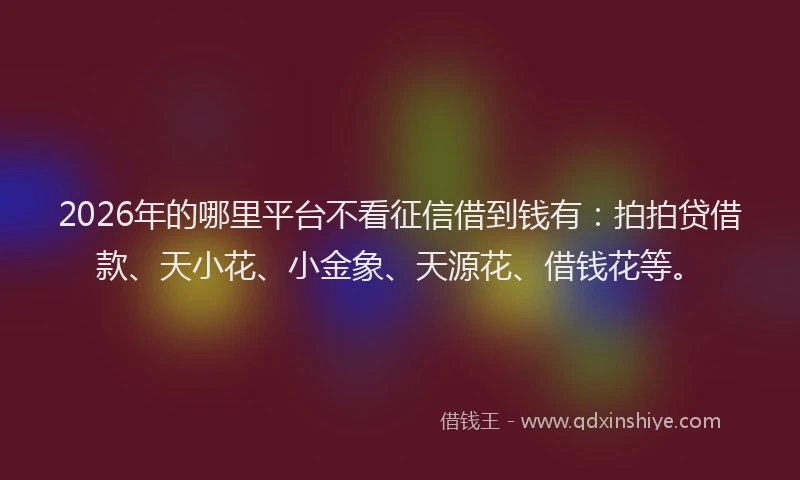 2026年的哪里平台不看征信借到钱有：拍拍贷借款、天小花、小金象、天源花、借钱花等。