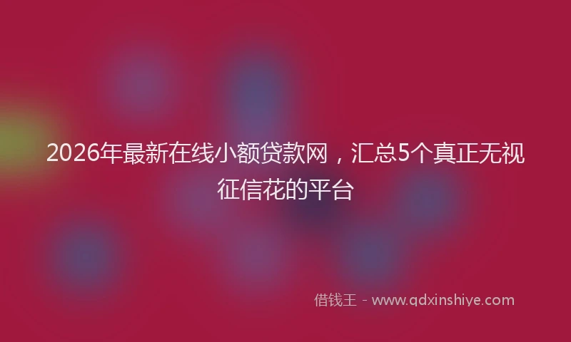 2026年最新在线小额贷款网，汇总5个真正无视征信花的平台