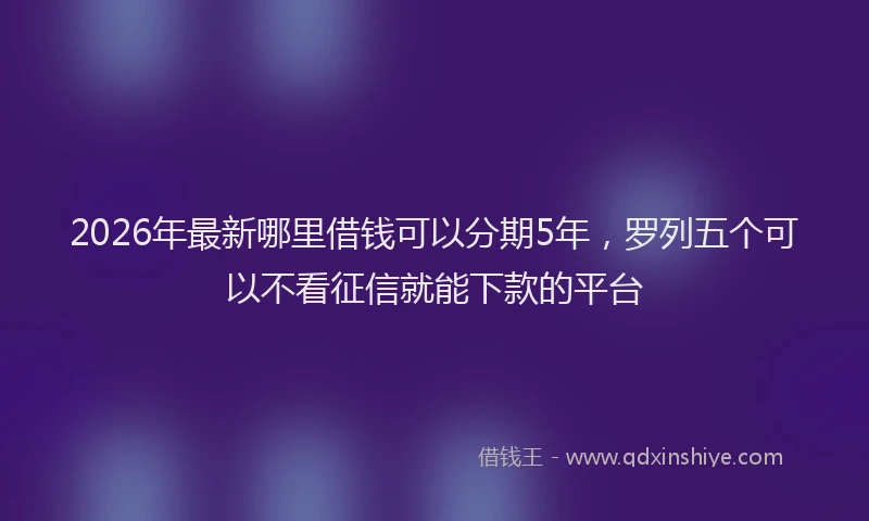 2026年最新哪里借钱可以分期5年，罗列五个可以不看征信就能下款的平台