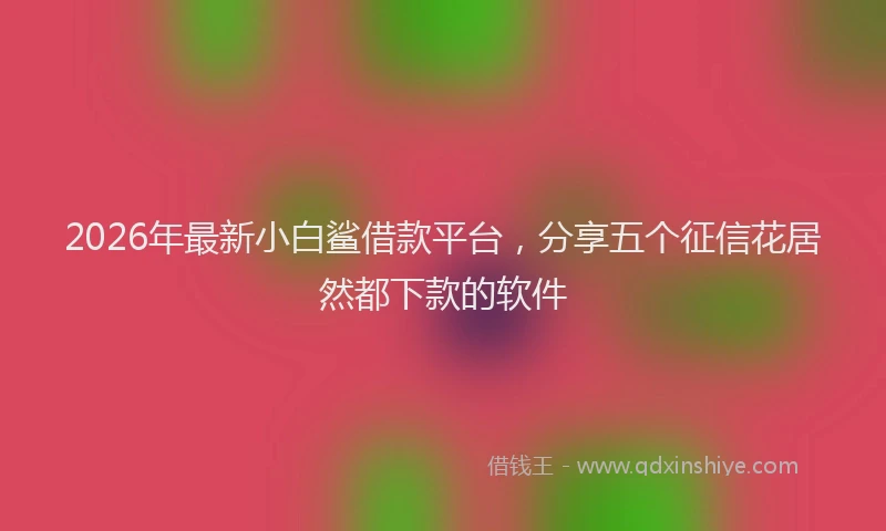 2026年最新小白鲨借款平台，分享五个征信花居然都下款的软件
