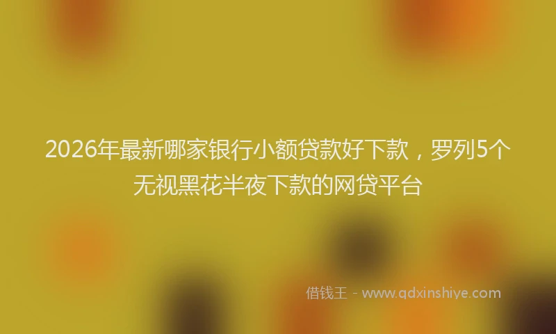 2026年最新哪家银行小额贷款好下款，罗列5个无视黑花半夜下款的网贷平台