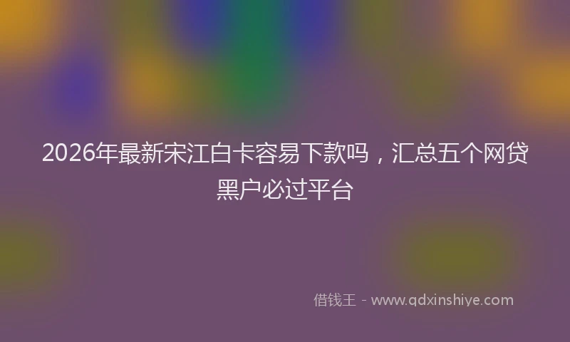 2026年最新宋江白卡容易下款吗，汇总五个网贷黑户必过平台
