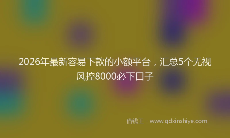 2026年最新容易下款的小额平台，汇总5个无视风控8000必下口子
