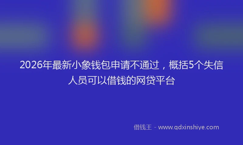 2026年最新小象钱包申请不通过，概括5个失信人员可以借钱的网贷平台