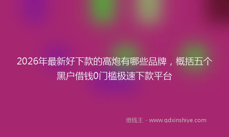 2026年最新好下款的高炮有哪些品牌，概括五个黑户借钱0门槛极速下款平台