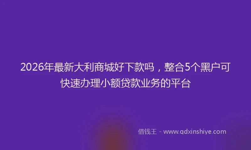 2026年最新大利商城好下款吗，整合5个黑户可快速办理小额贷款业务的平台