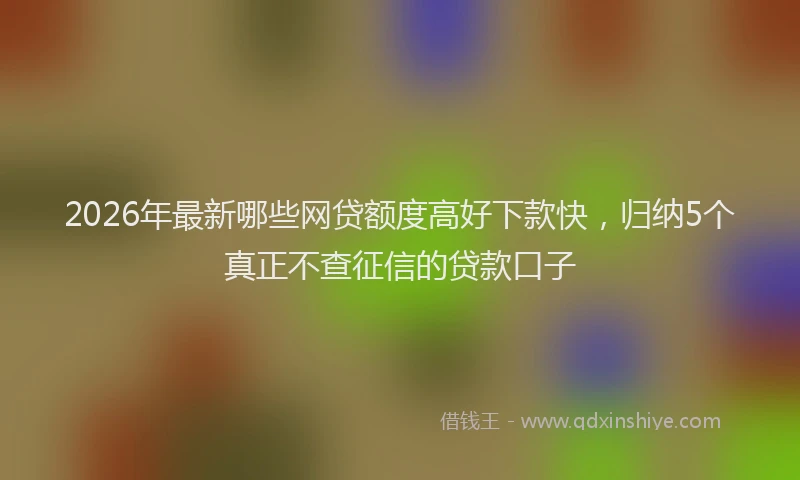 2026年最新哪些网贷额度高好下款快，归纳5个真正不查征信的贷款口子