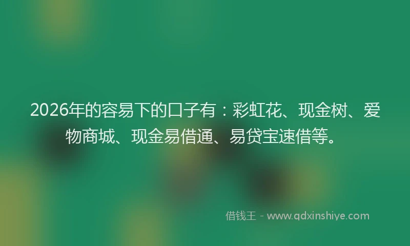 2026年的容易下的口子有：彩虹花、现金树、爱物商城、现金易借通、易贷宝速借等。