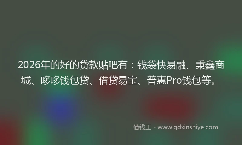 2026年的好的贷款贴吧有：钱袋快易融、秉鑫商城、哆哆钱包贷、借贷易宝、普惠Pro钱包等。