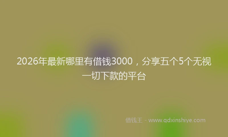 2026年最新哪里有借钱3000，分享五个5个无视一切下款的平台