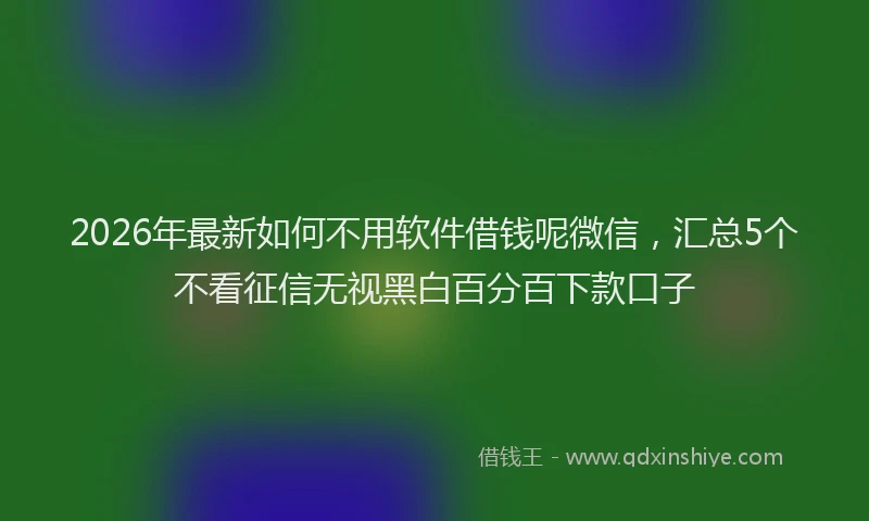 2026年最新如何不用软件借钱呢微信，汇总5个不看征信无视黑白百分百下款口子