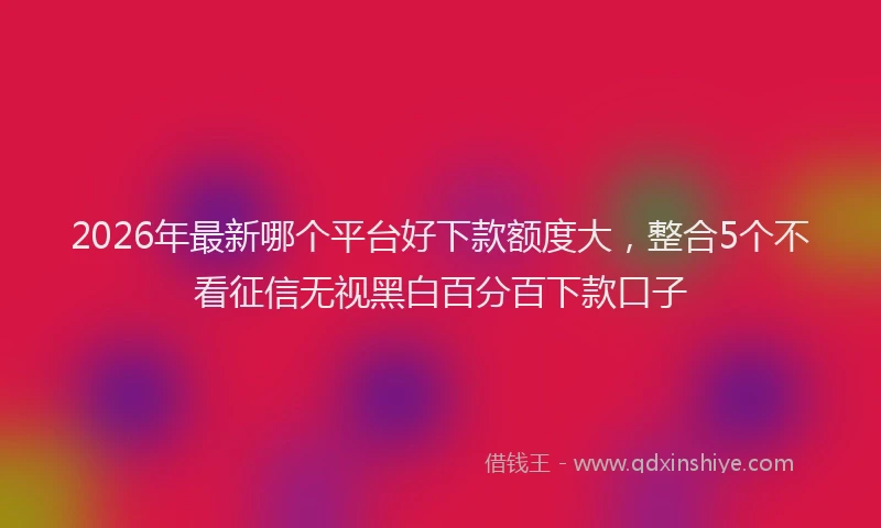 2026年最新哪个平台好下款额度大，整合5个不看征信无视黑白百分百下款口子