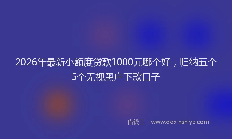 2026年最新小额度贷款1000元哪个好，归纳五个5个无视黑户下款口子