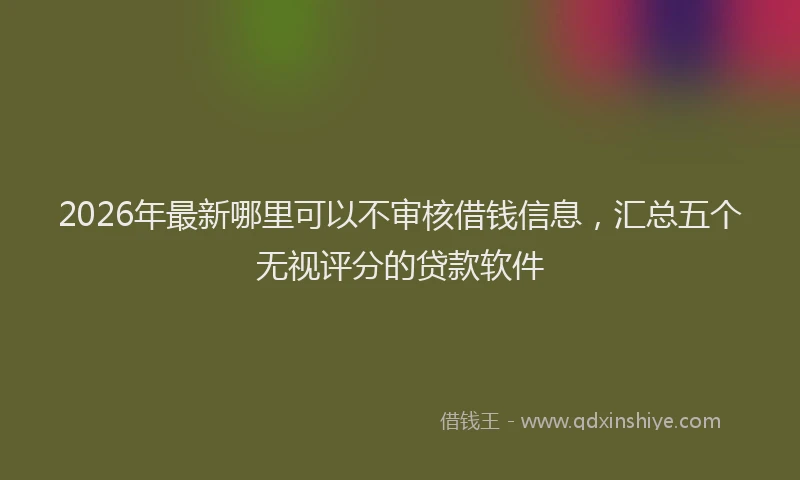 2026年最新哪里可以不审核借钱信息，汇总五个无视评分的贷款软件