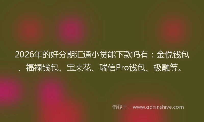 2026年的好分期汇通小贷能下款吗有：金悦钱包、福禄钱包、宝来花、瑞信Pro钱包、极融等。
