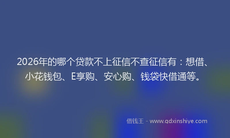 2026年的哪个贷款不上征信不查征信有:想借、小花钱包、E享购、安心购、钱袋快借通等。