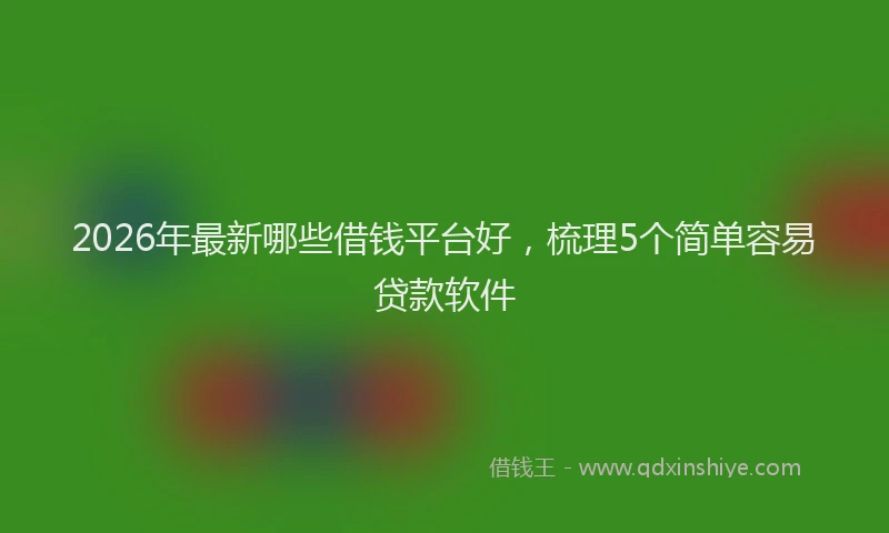 2026年最新哪些借钱平台好，梳理5个简单容易贷款软件