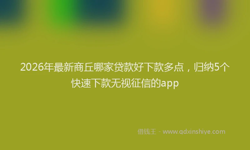 2026年最新商丘哪家贷款好下款多点，归纳5个快速下款无视征信的app
