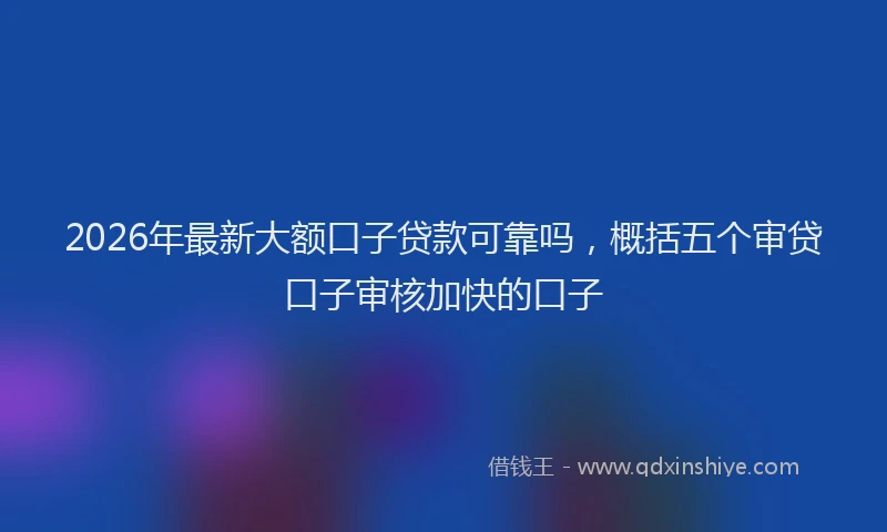 2026年最新大额口子贷款可靠吗，概括五个审贷口子审核加快的口子