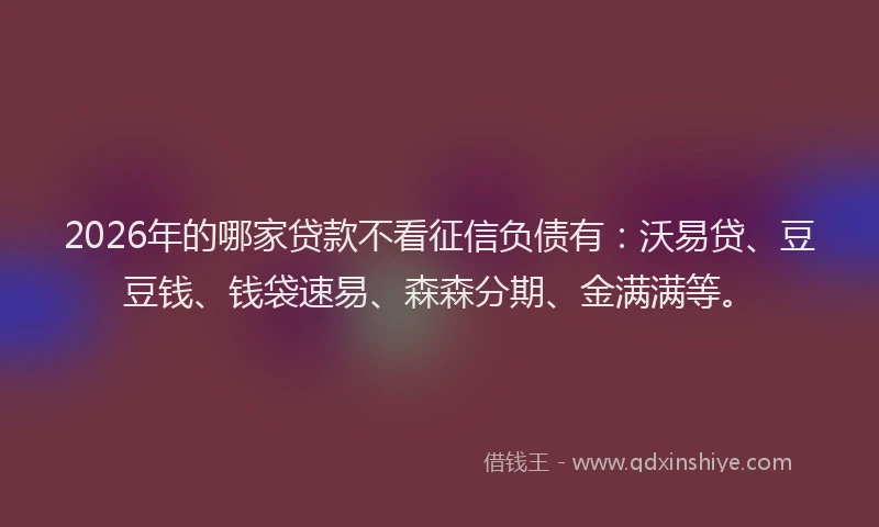 2026年的哪家贷款不看征信负债有：沃易贷、豆豆钱、钱袋速易、森森分期、金满满等。