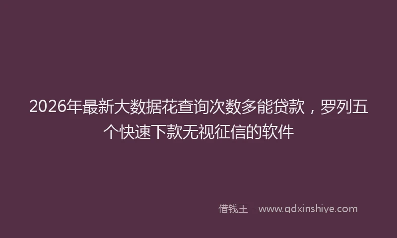 2026年最新大数据花查询次数多能贷款,罗列五个快速下款无视征信的软件
