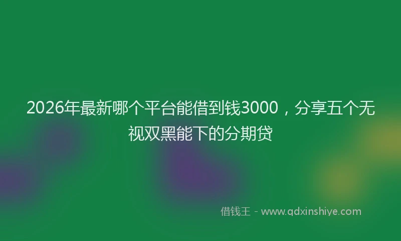 2026年最新哪个平台能借到钱3000，分享五个无视双黑能下的分期贷
